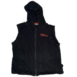 Harley Davidson Vest Liner Hoodie size XL Women Sleeveless Black Logo Spellout